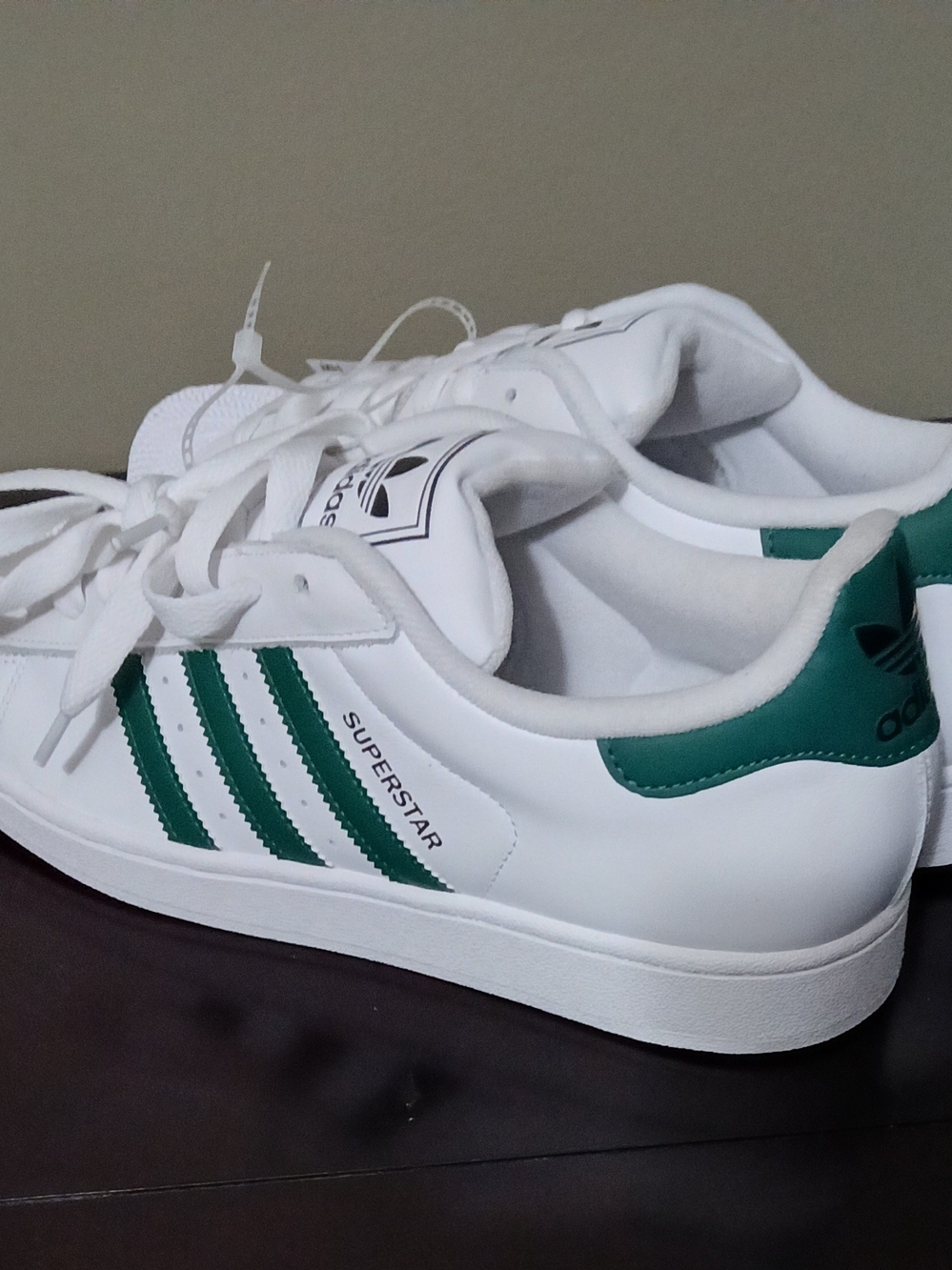 Adidas Superstar Men’s White & Green Leather Sneakers